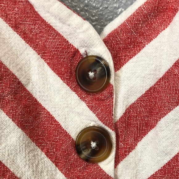 kensie jeans romper Women's M Medium red white striped chevron wide legs linen - Picture 5 of 11